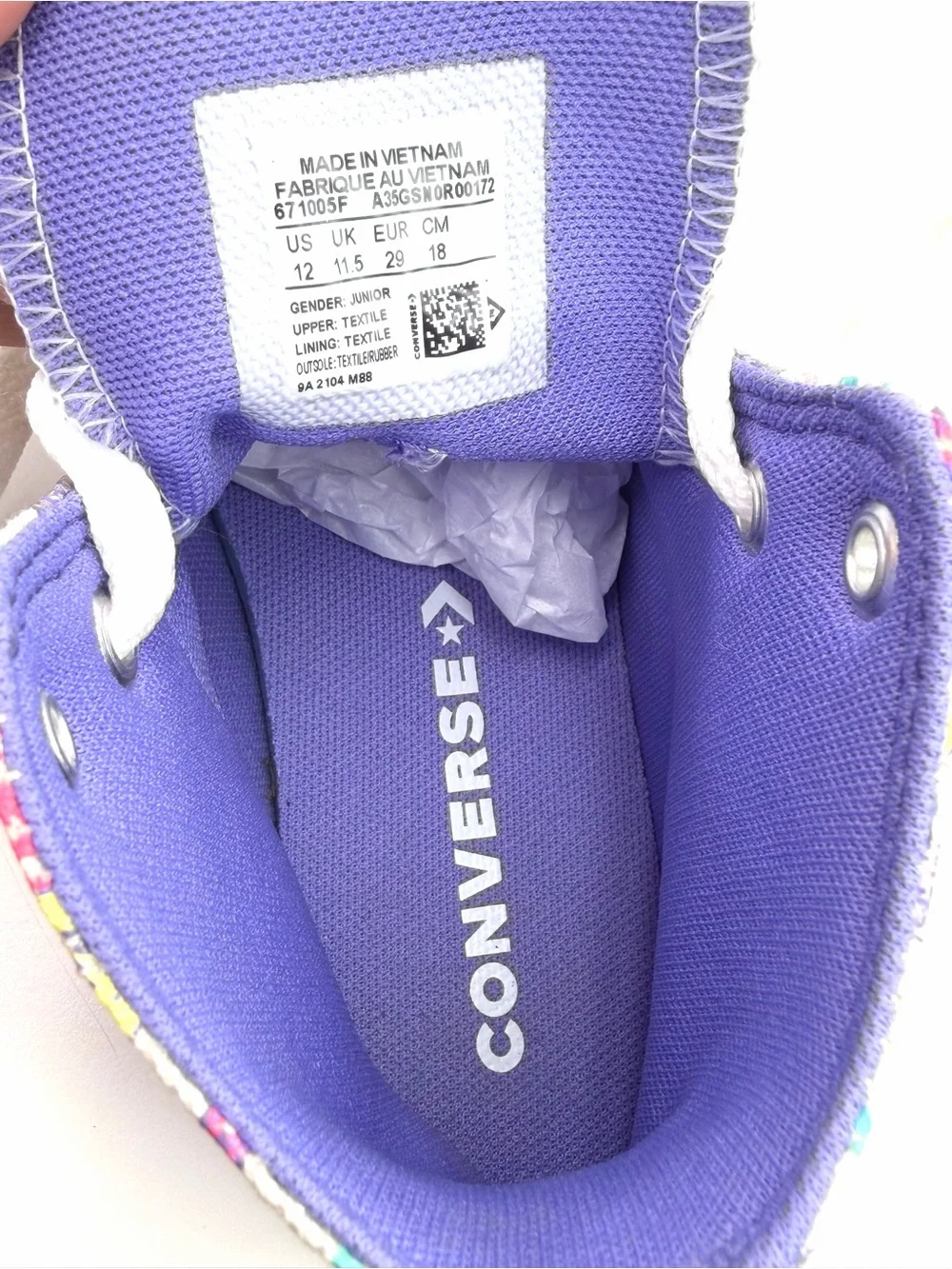 Converse White Purple Fairy Print Chuck Taylor High-Top Canvas Sneakers